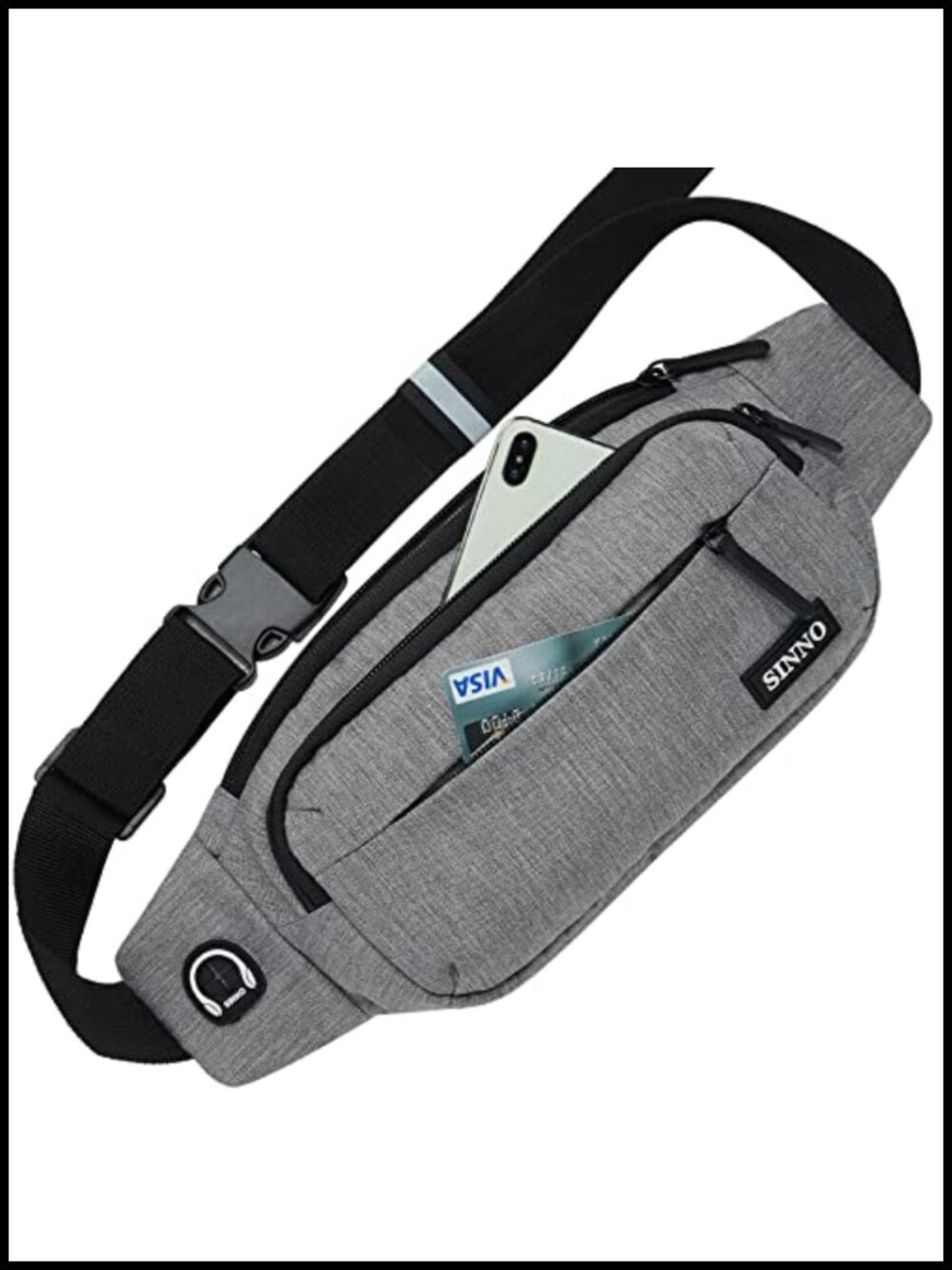 Large Crossbody Fanny Pack Waist Bag 4 Zipper Pockets Travel Hiking